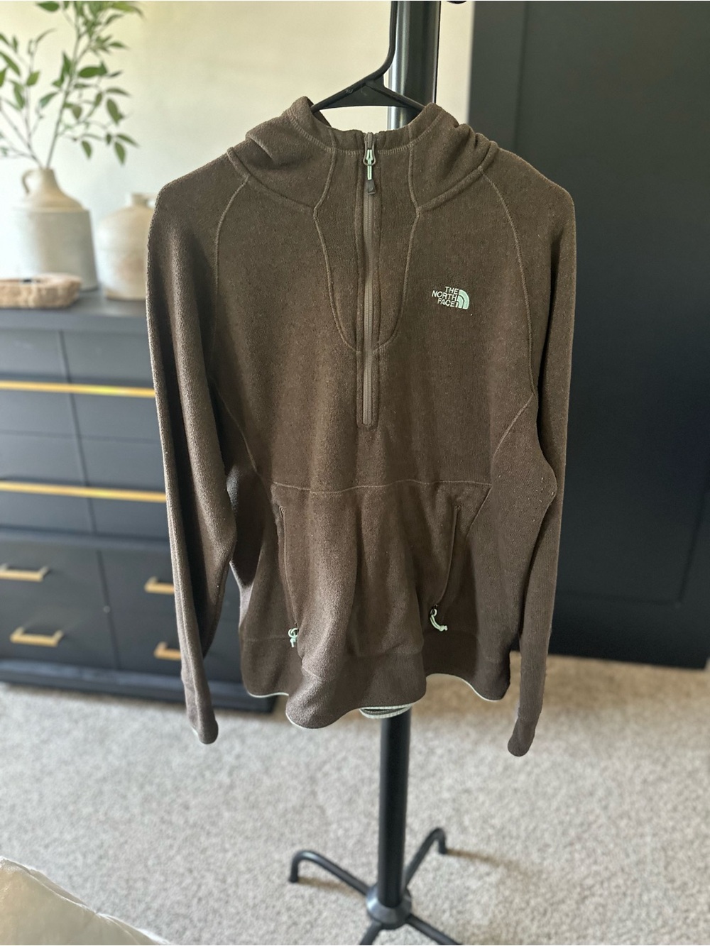 The North Face Brown Hooded Half-Zip Pullover